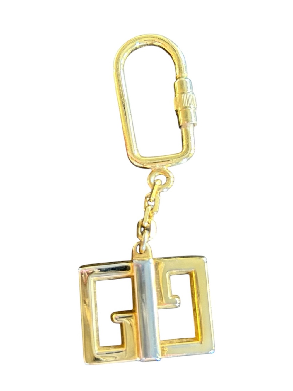Gucci vintage keychain made in Italy gold and silver logo